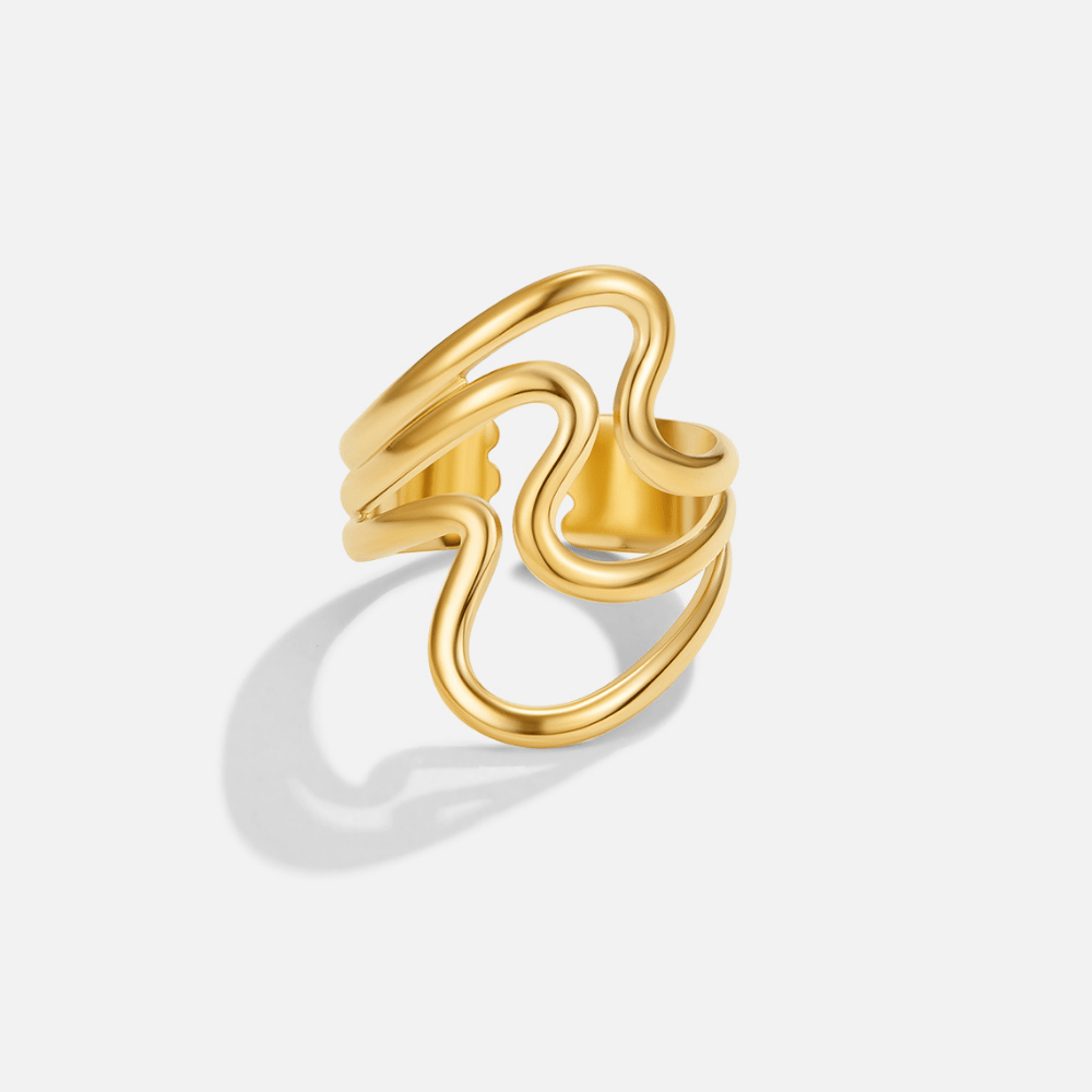 Wrap-ring i guld med vågor