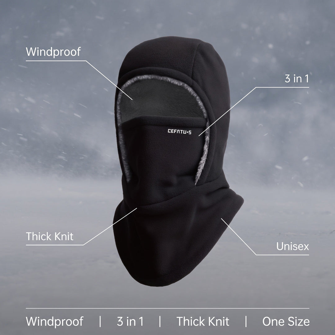 Vindtät balaklava 3-i-1 – Mössa, halsduk och ansiktsmask