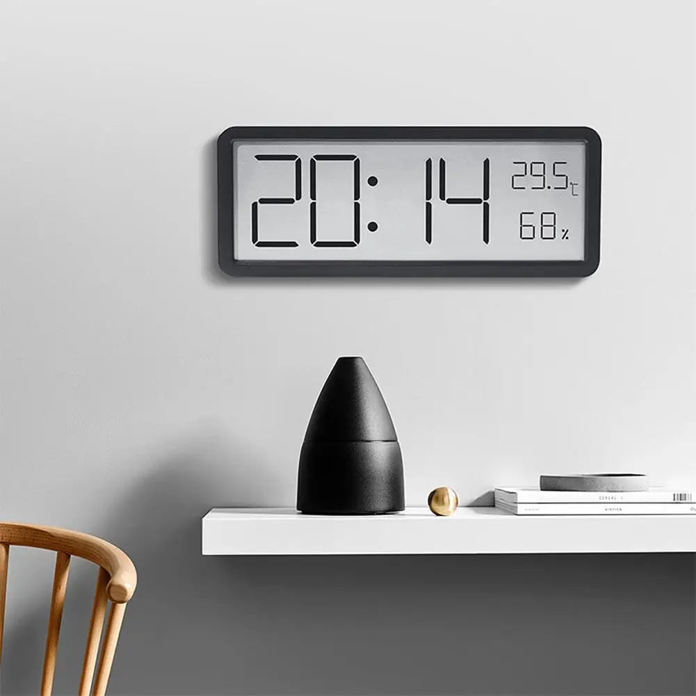 Stor digital väggklocka - LED med temperatur
