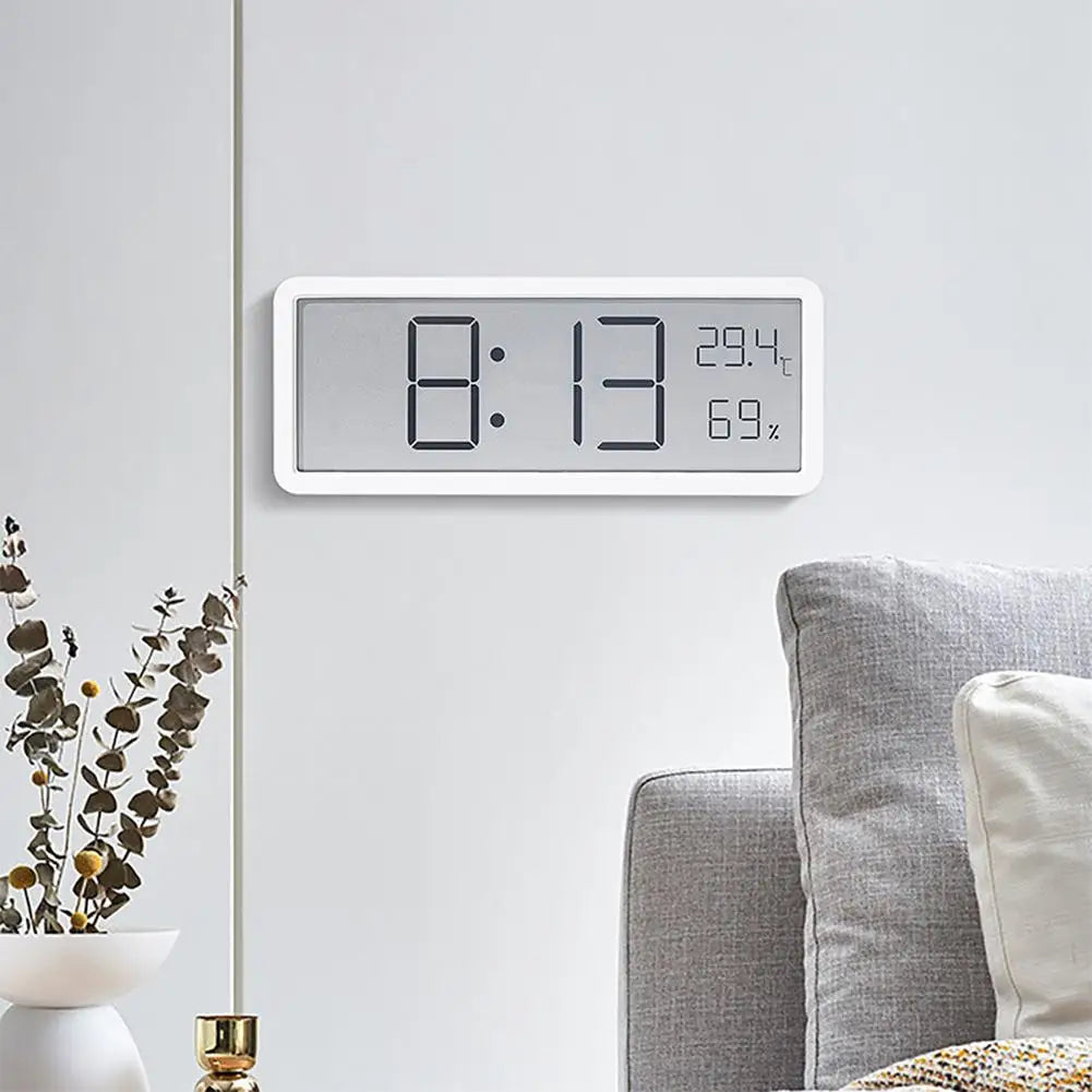 Stor digital väggklocka - LED med temperatur