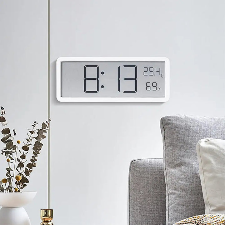Stor digital väggklocka - LED med temperatur