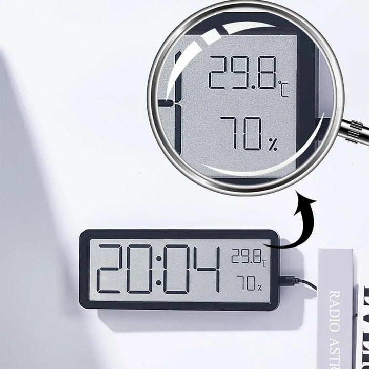 Stor digital väggklocka - LED med temperatur