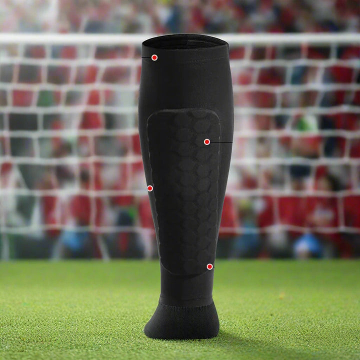 EliteGuard Pro benskydd i honungskaksdesign | Slitstarka kompressionsärmar för fotboll för ökad säkerhet och rörlighet