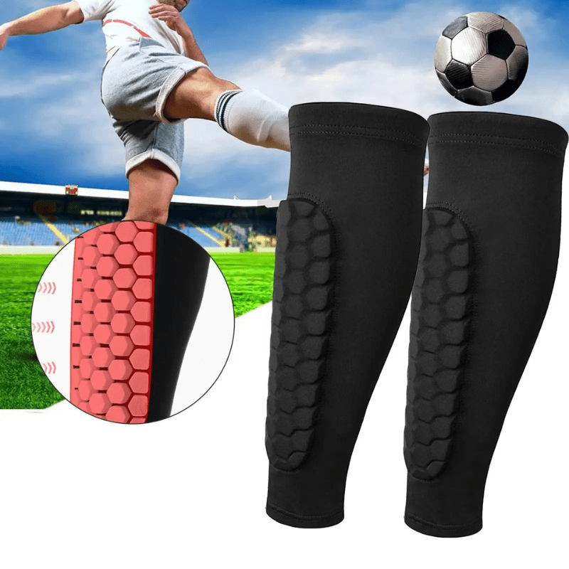 EliteGuard Pro benskydd i honungskaksdesign | Slitstarka kompressionsärmar för fotboll för ökad säkerhet och rörlighet