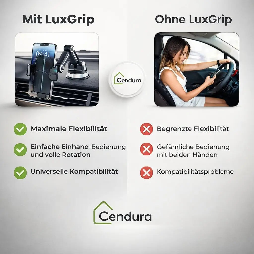 Bilhållare för smartphone | Smartphonehållare med sugkopp & 360° rotation | LuxGrip