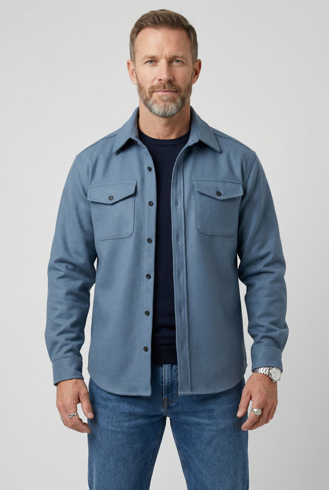 Overshirt herr, jacka med bröstfickor