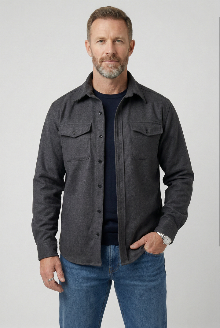 Overshirt herr, jacka med bröstfickor