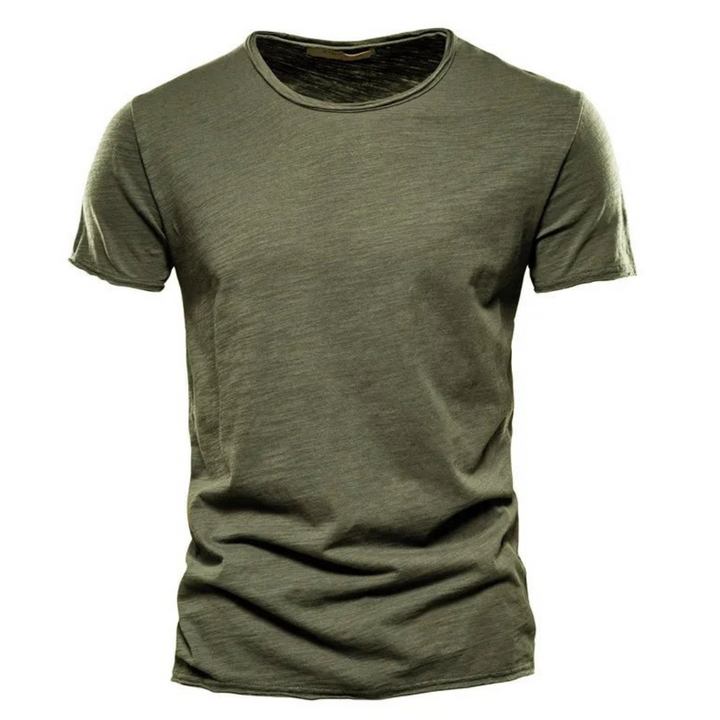 T-shirt för herr med rund halsringning och slubgarnsstruktur
