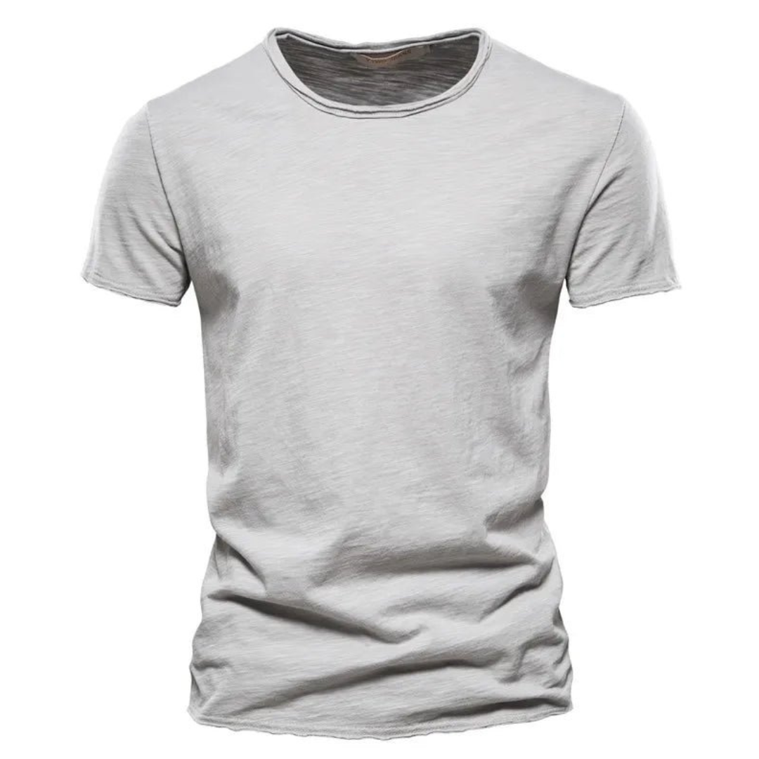 T-shirt för herr med rund halsringning och slubgarnsstruktur