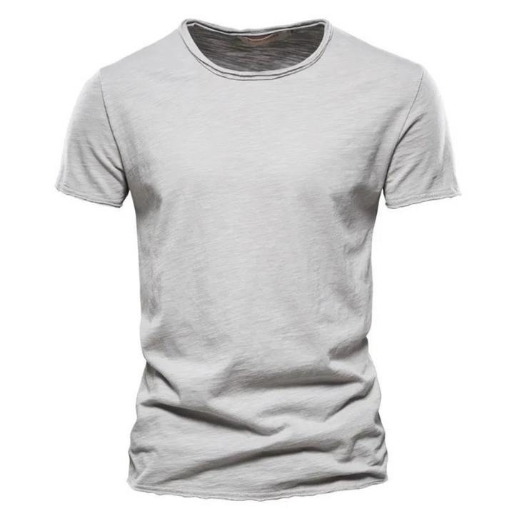 T-shirt för herr med rund halsringning och slubgarnsstruktur