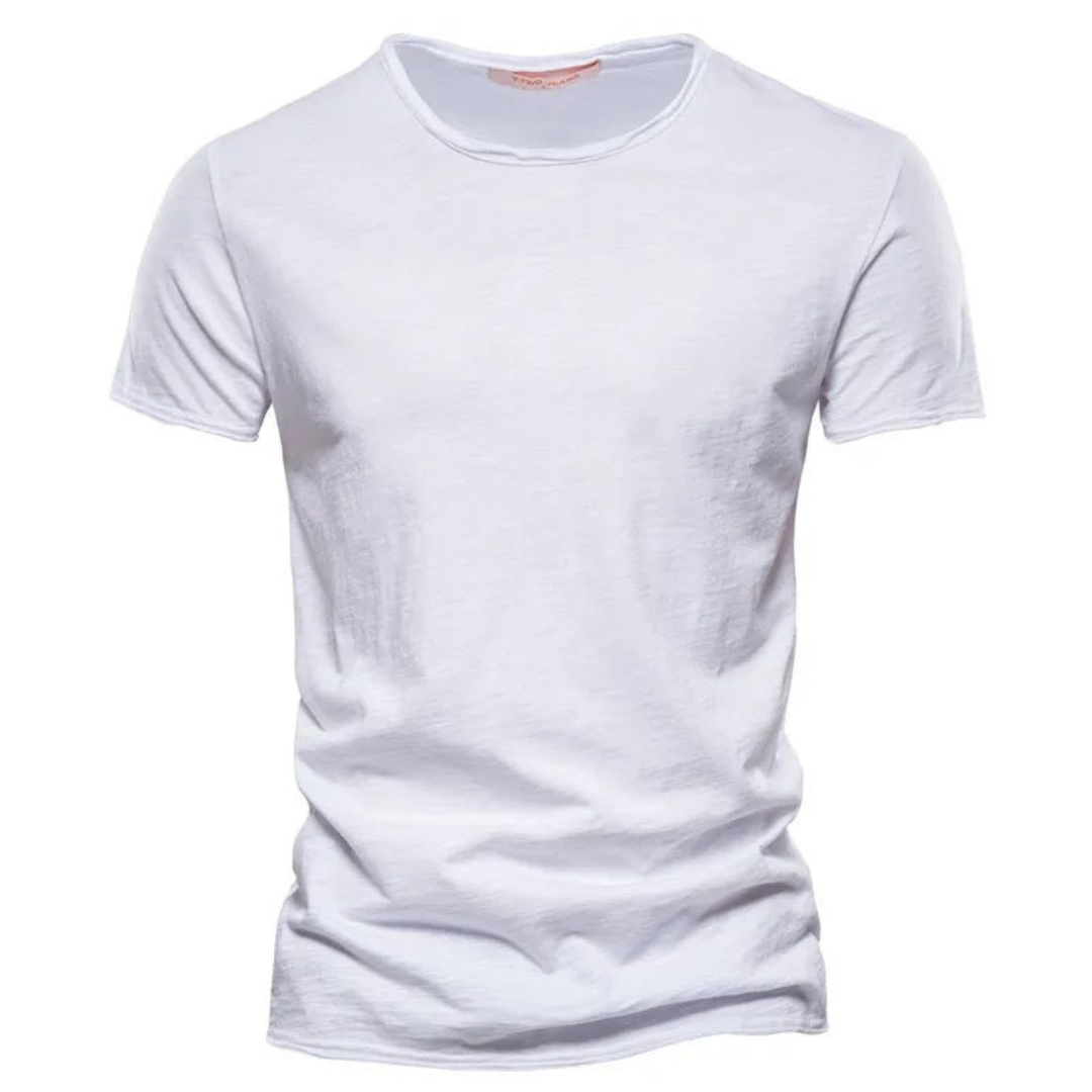 T-shirt för herr med rund halsringning och slubgarnsstruktur