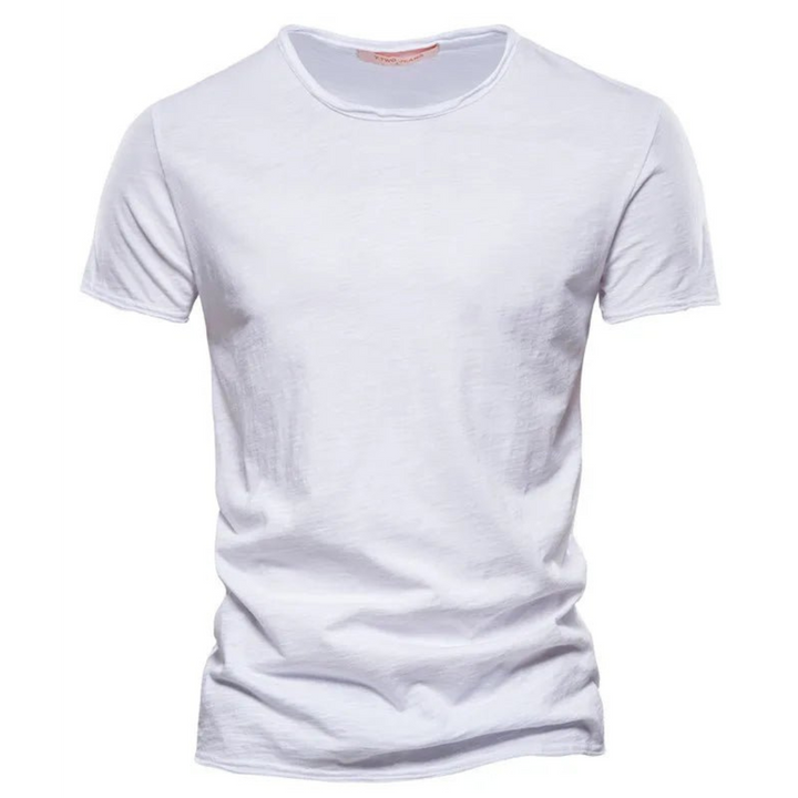 T-shirt för herr med rund halsringning och slubgarnsstruktur