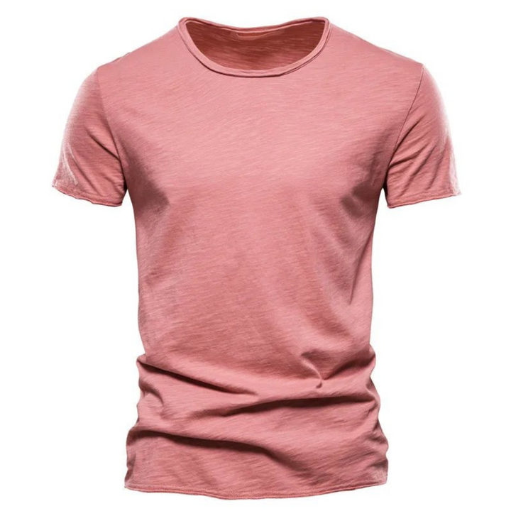 T-shirt för herr med rund halsringning och slubgarnsstruktur