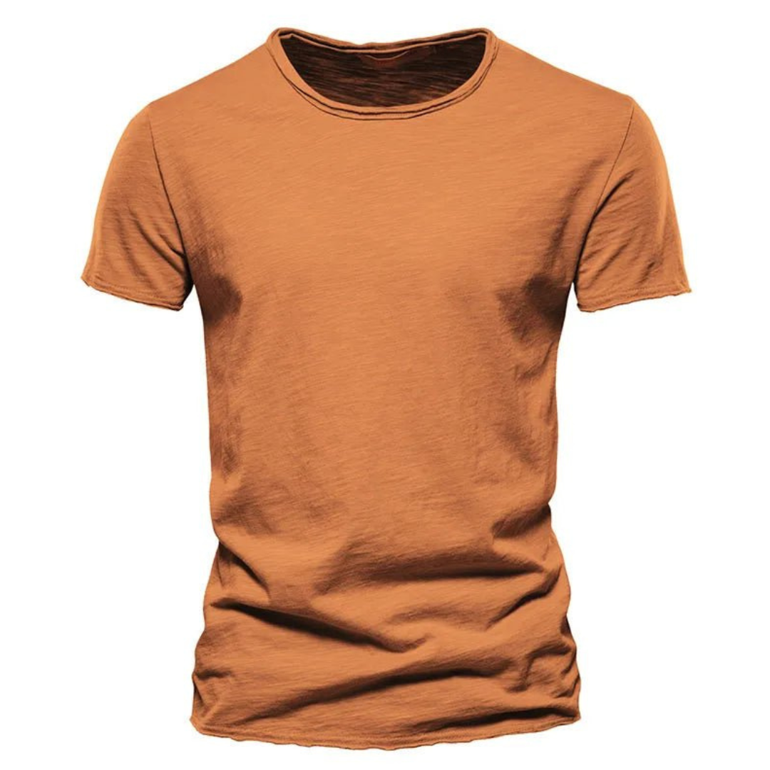 T-shirt för herr med rund halsringning och slubgarnsstruktur