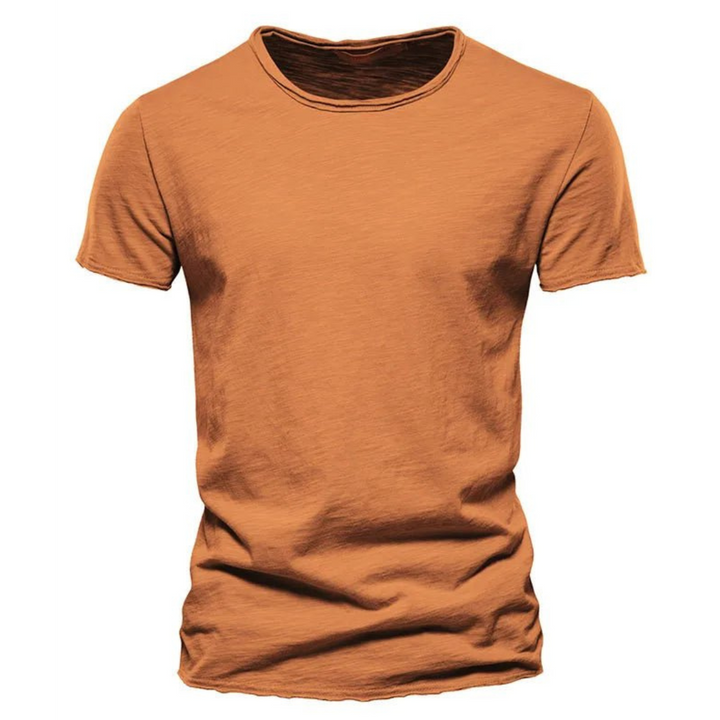 T-shirt för herr med rund halsringning och slubgarnsstruktur