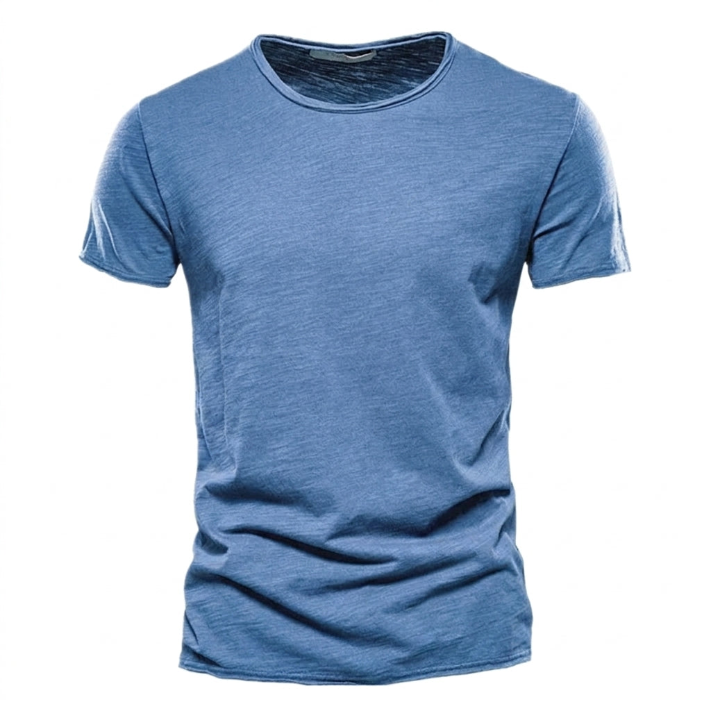 T-shirt för herr med rund halsringning och slubgarnsstruktur