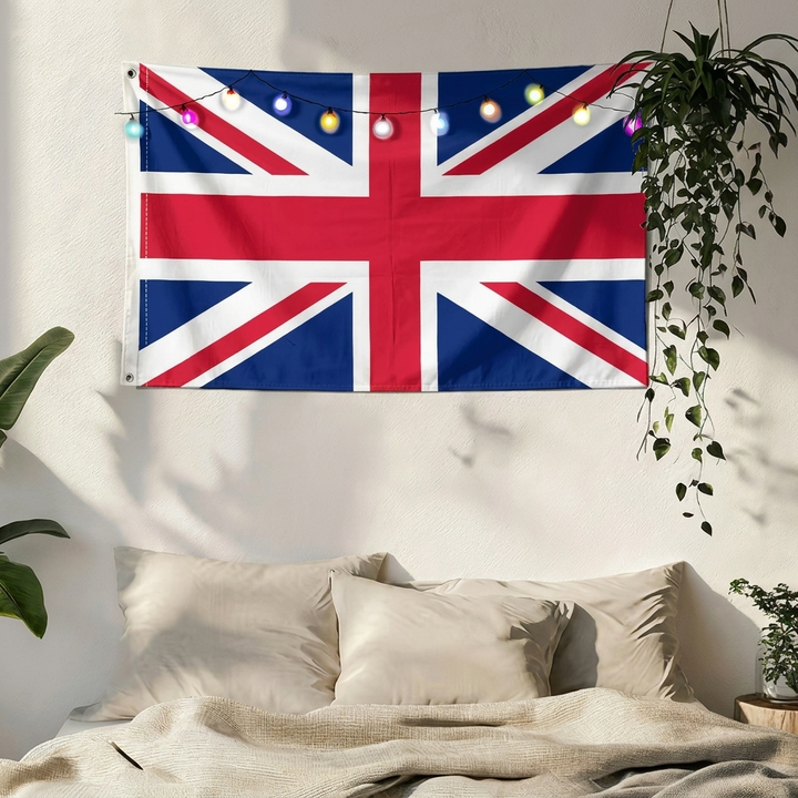 UK-flaggsupporter hengende banner