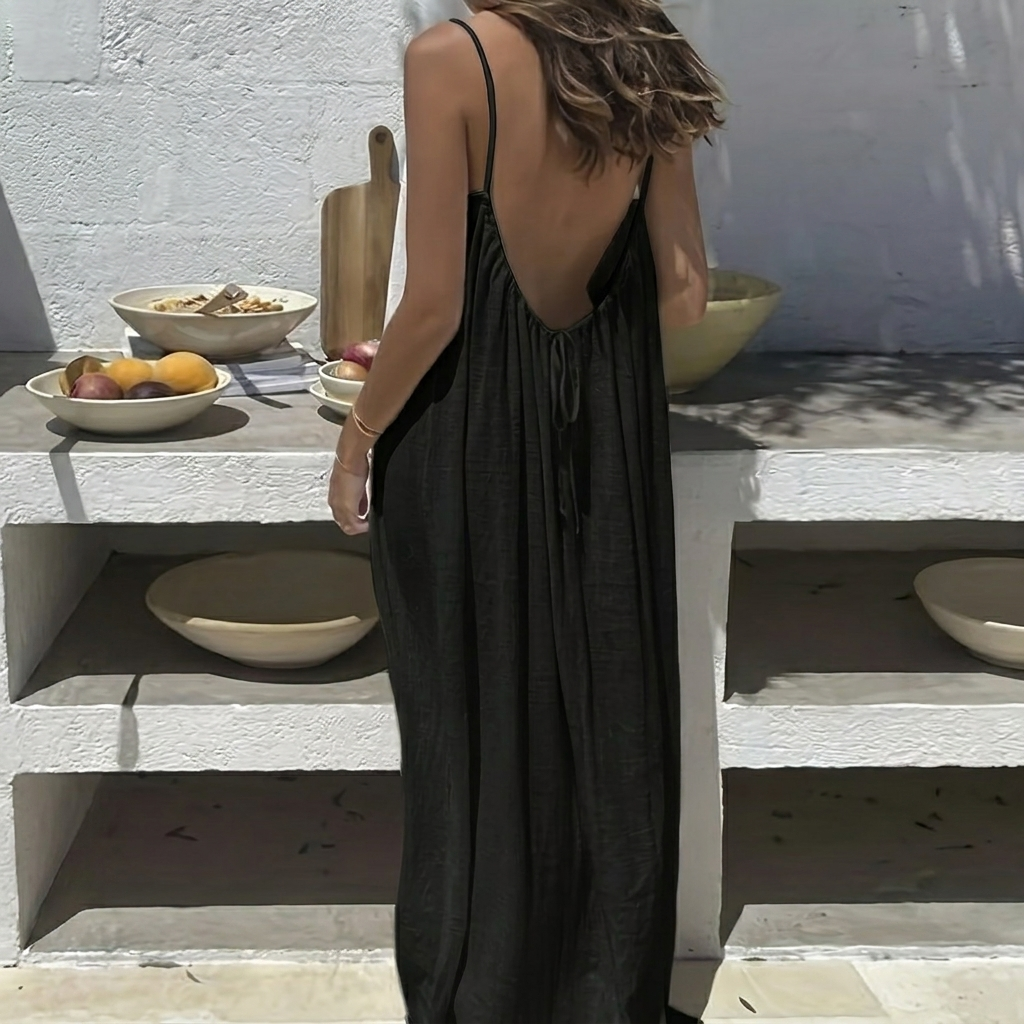 Bohemisk Maxiklänning med öppen Rygg för Kvinnor