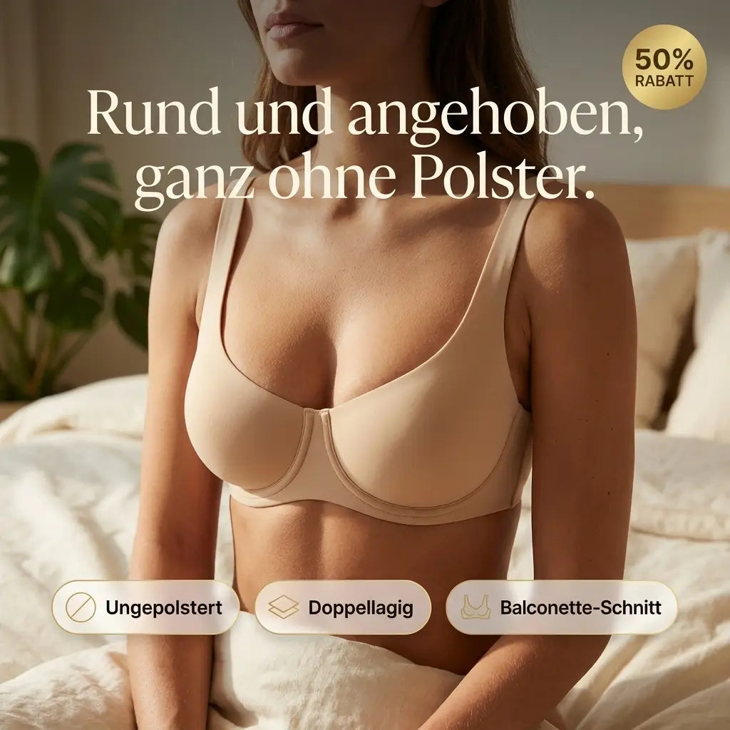 Sömlös balconette-bh med dubbla lager i koppen, lyfter och formar utan vaddering