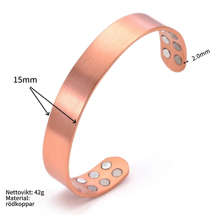 Set med Magnetarmband och ring i Rödkoppar