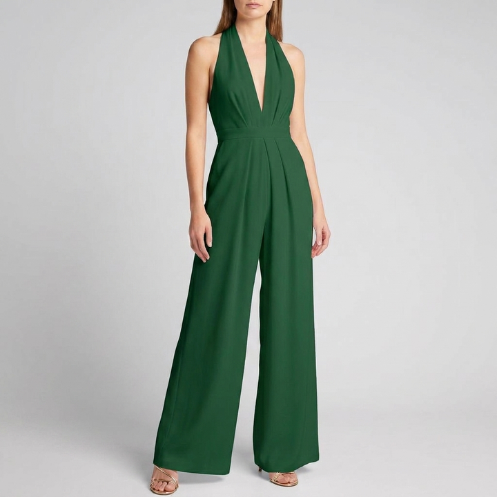 Kvinnors Rygglös Halter Bredbenad Jumpsuit