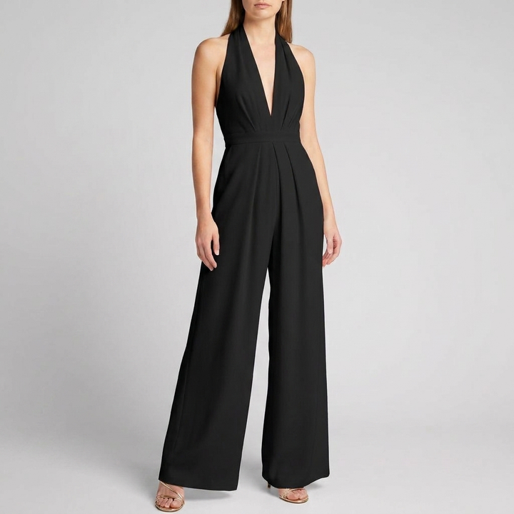 Kvinnors Rygglös Halter Bredbenad Jumpsuit