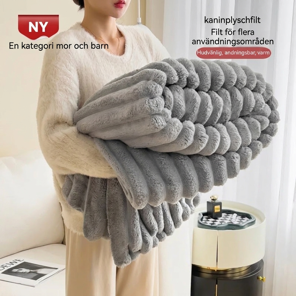 Mjuk Bubble Velvet Filt med Kaninpälsliknande Design och Varm Känsla