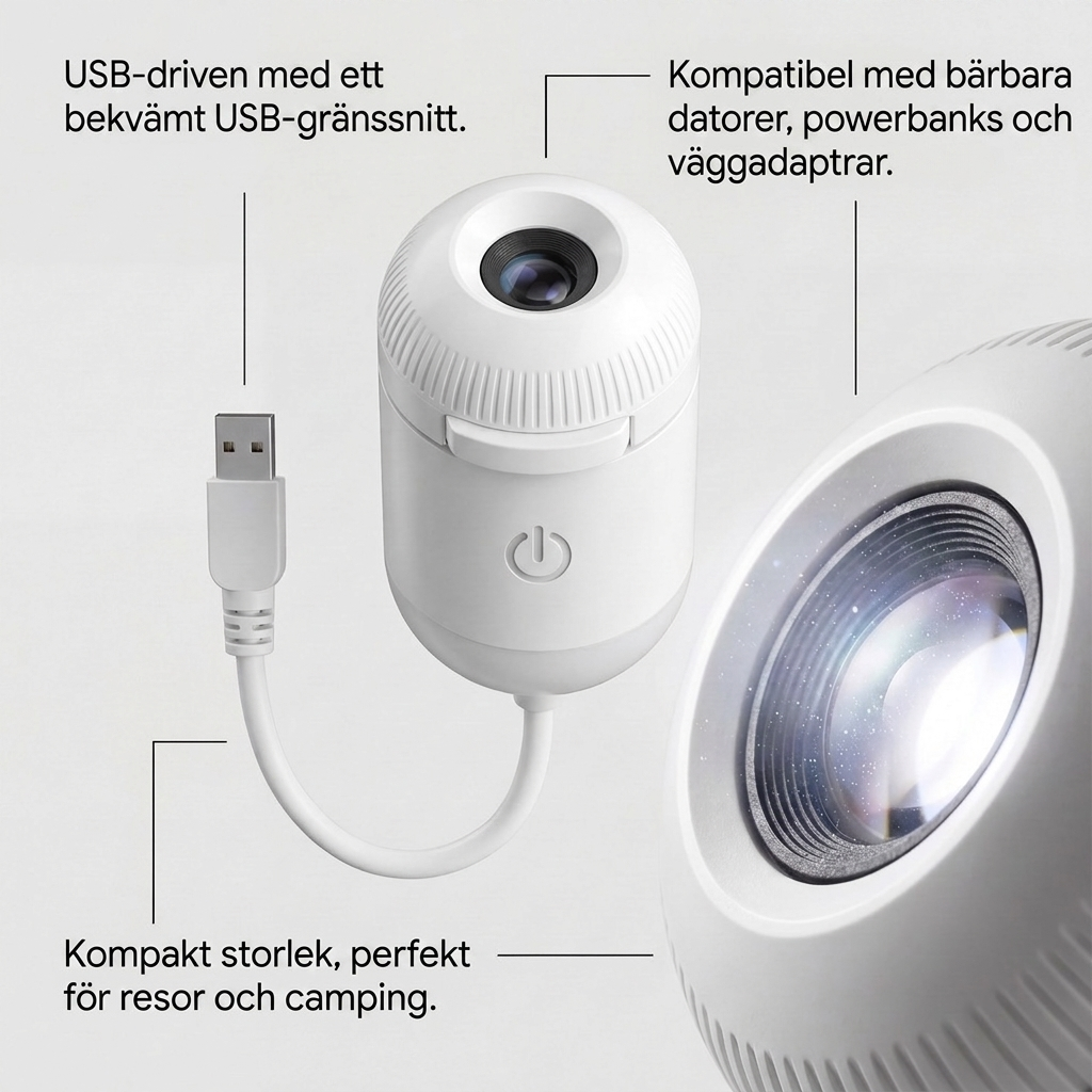 USB-nattlampa med Stjärnhimmelsprojektor