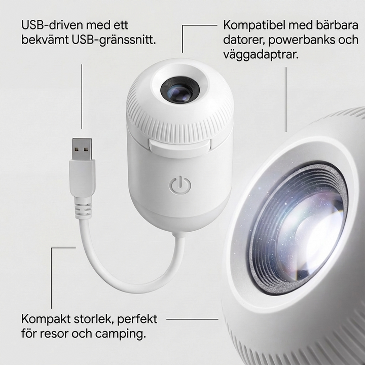 USB-nattlampa med Stjärnhimmelsprojektor