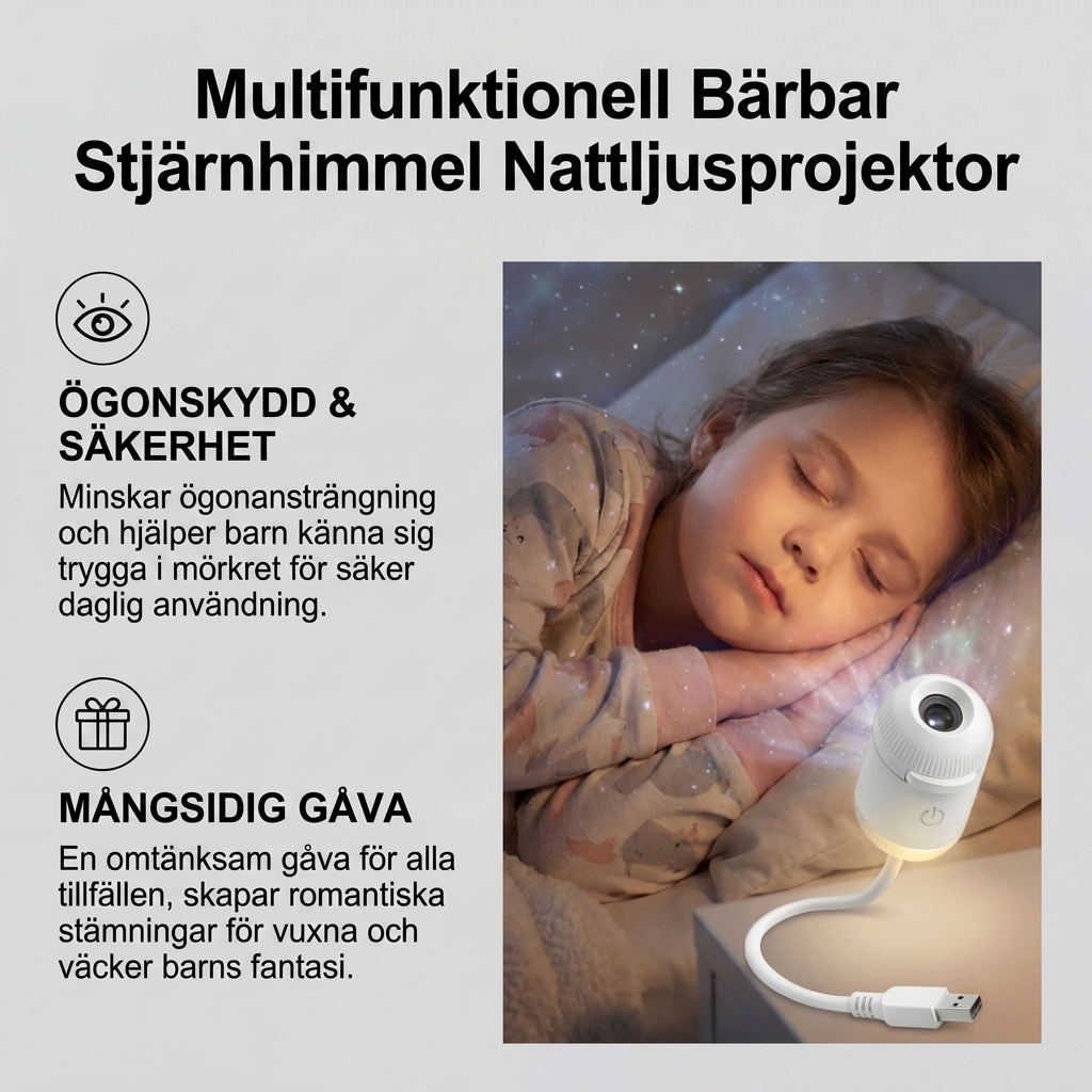 USB-nattlampa med Stjärnhimmelsprojektor