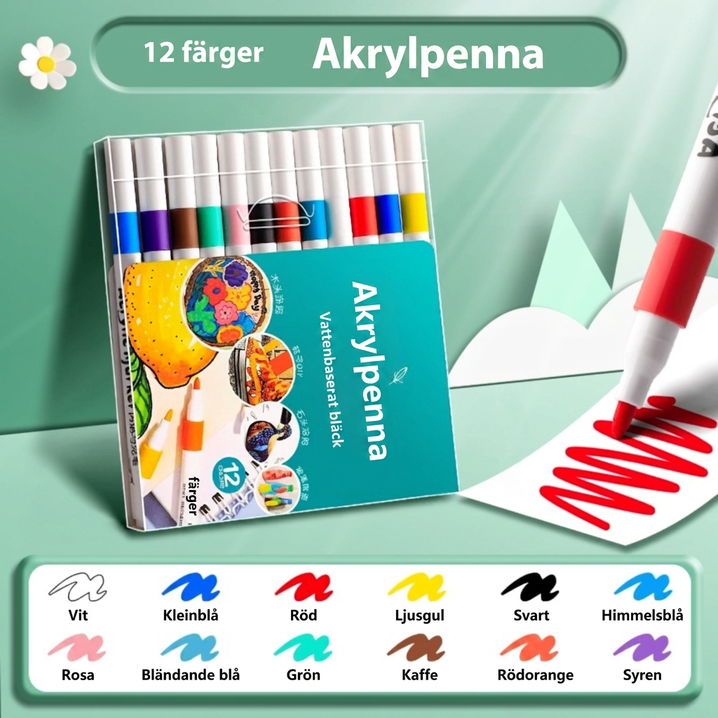 Sann Färg Akrylmålarpenna Färg Måla
