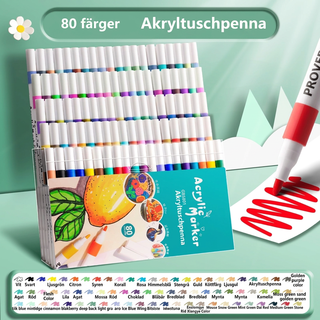 Sann Färg Akrylmålarpenna Färg Måla