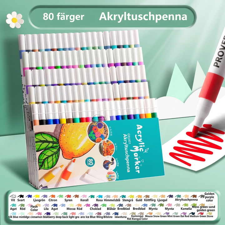 Sann Färg Akrylmålarpenna Färg Måla