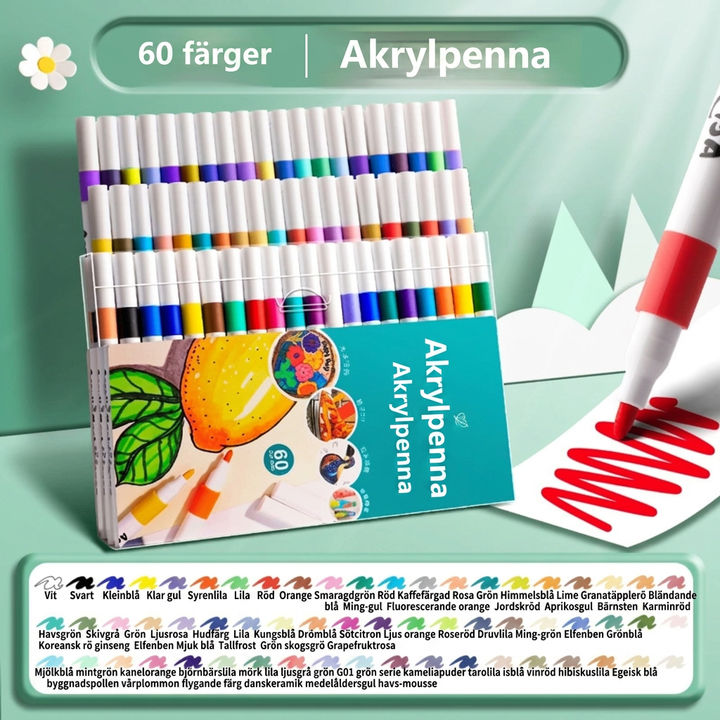 Sann Färg Akrylmålarpenna Färg Måla