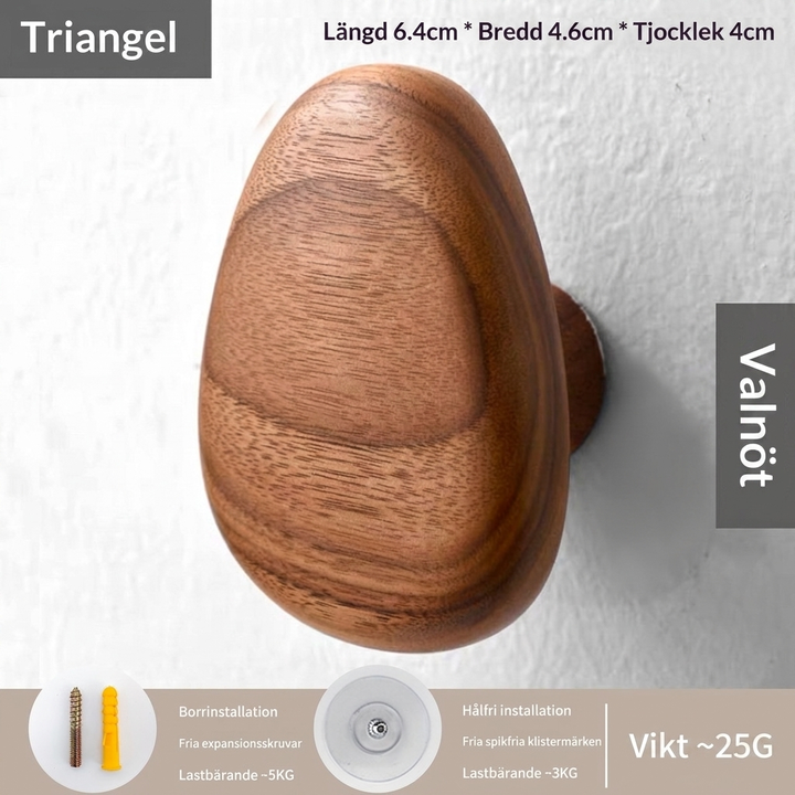 Nordisk Väggkrok i Trä med Stenformad