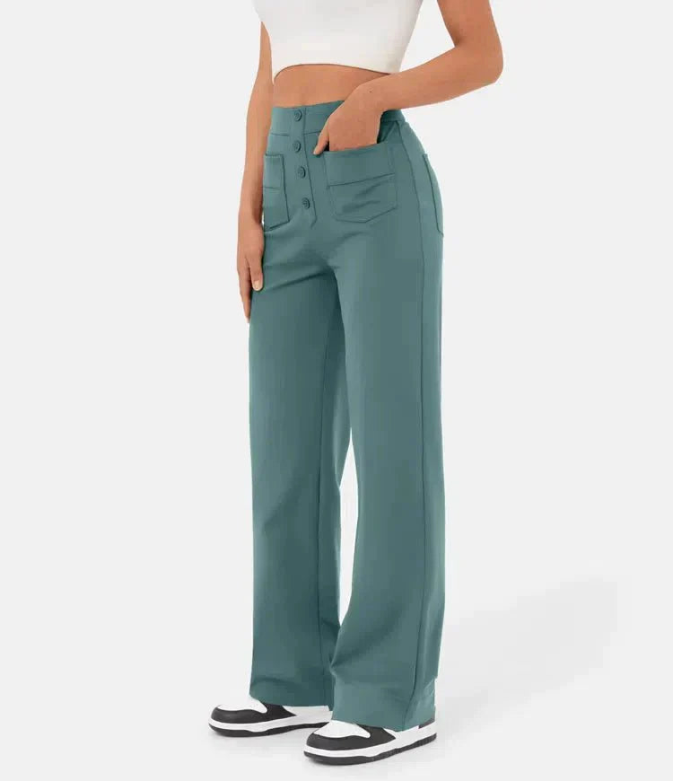 Korkeavyötäröiset Suorat Housut Maksimaaliseen Mukavuuteen ja Tyyliin