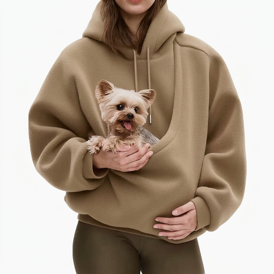 Känguruhoodie med inbyggd ficka för katter och hundar