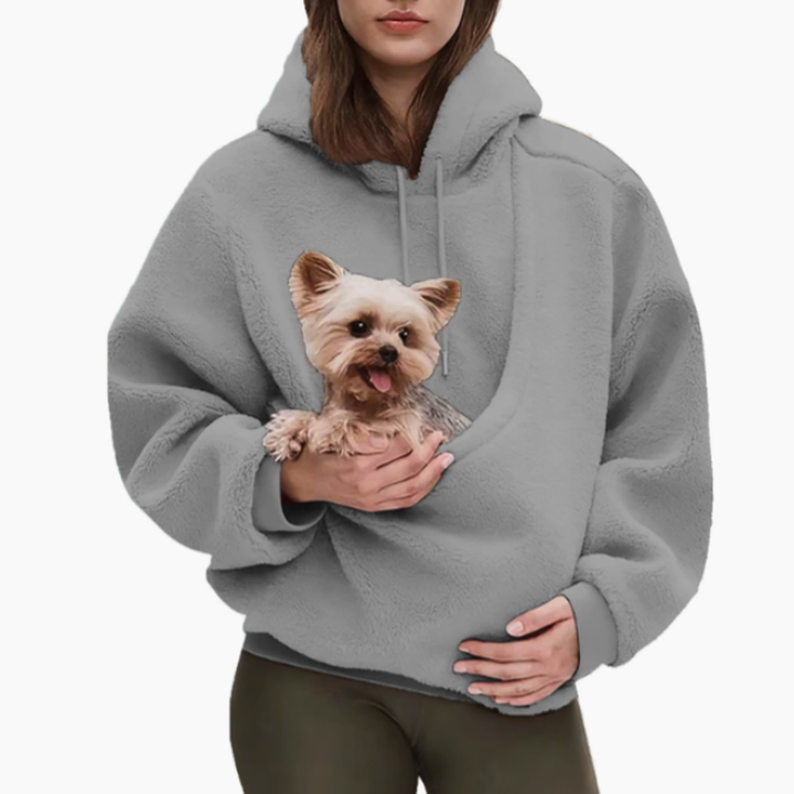 Känguruhoodie med inbyggd ficka för katter och hundar