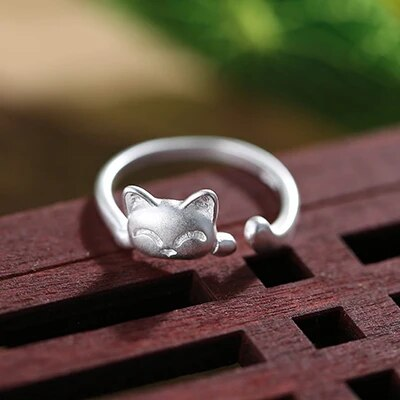 Vintage Silverring med Kisse