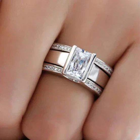 Vintage silverring med kristall