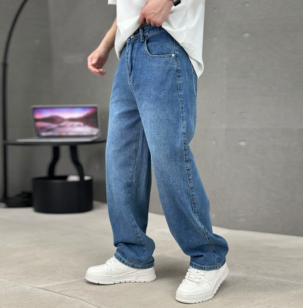 Straight leg-jeans i bomull för herr - Klassiska denimbyxor