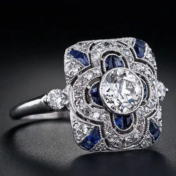 Elegant silverring med en blå zirkonia