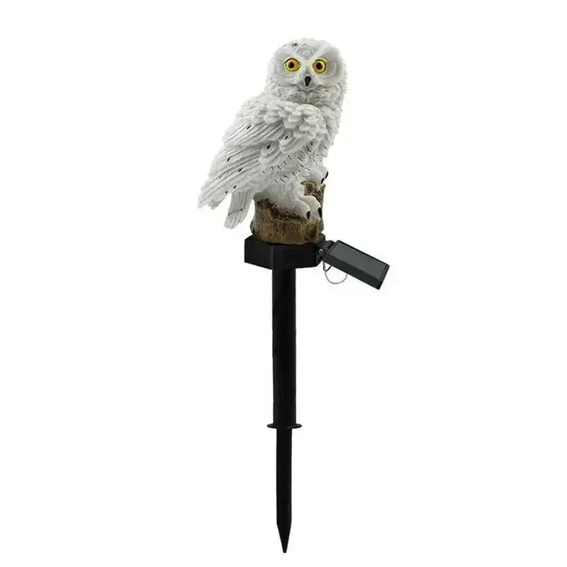 Solcellsdriven uggleträdgårdslampa med varmvit LED, vattentät IP65, 45 cm