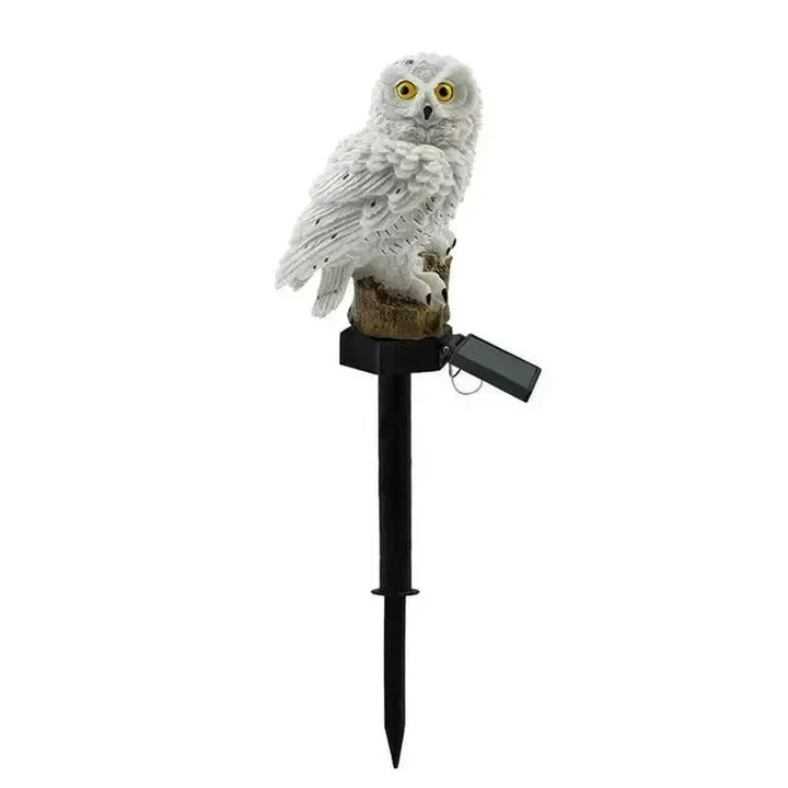 Solcellsdriven uggleträdgårdslampa med varmvit LED, vattentät IP65, 45 cm