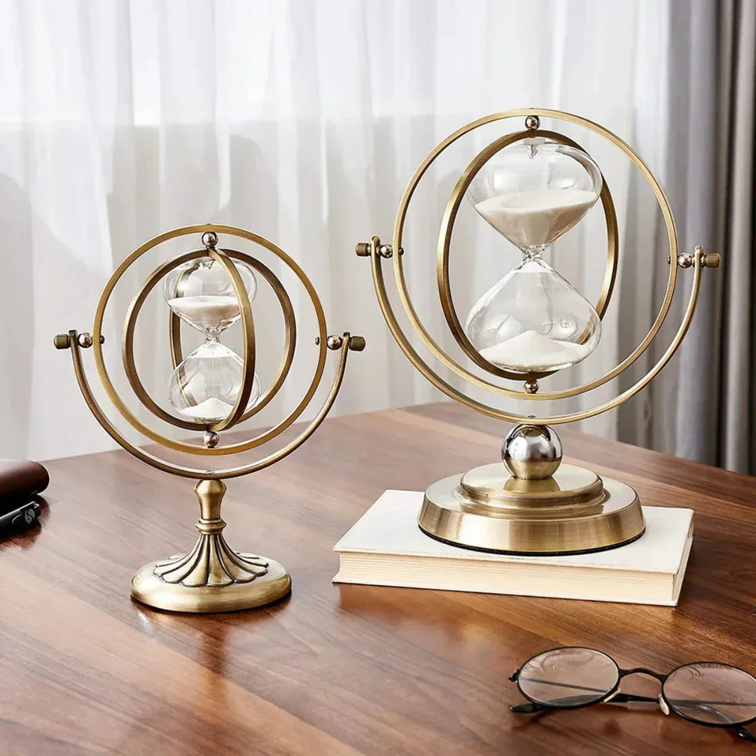 Exklusivt sandtimglas med elegant metallram