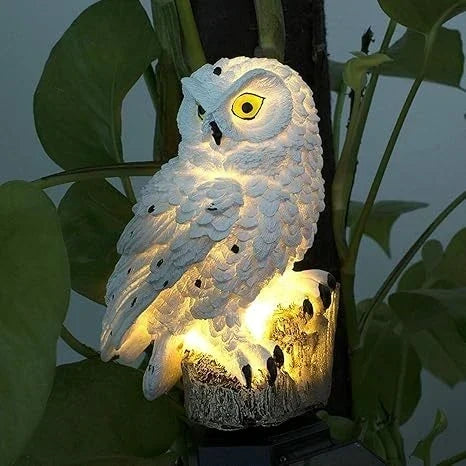 Solcellsdriven uggleträdgårdslampa med varmvit LED, vattentät IP65, 45 cm