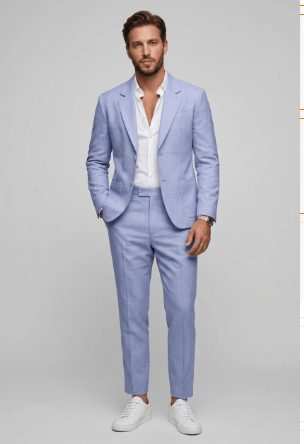 Kostymset herr slim fit – tvådelat med notch-slag, passar för jobb och formella tillfällen