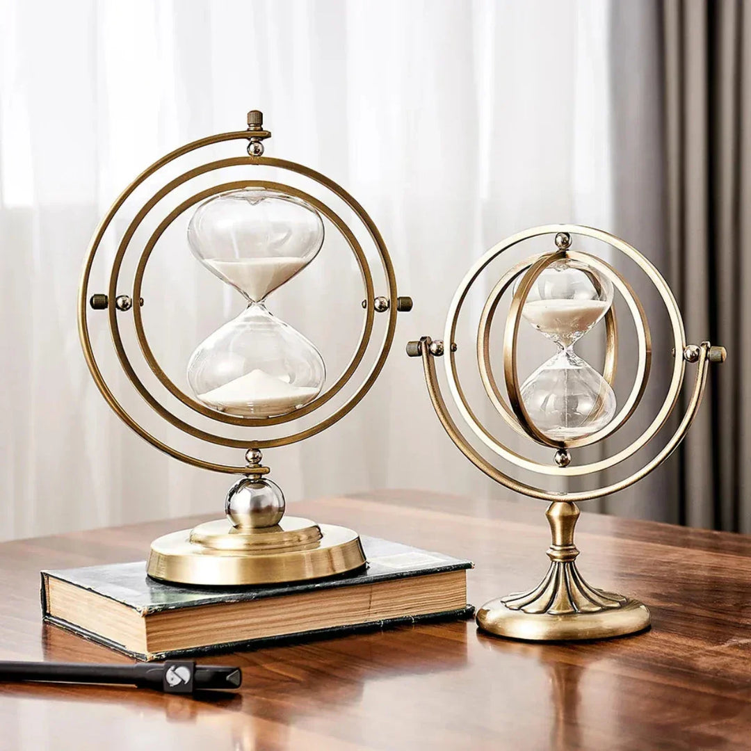 Exklusivt sandtimglas med elegant metallram