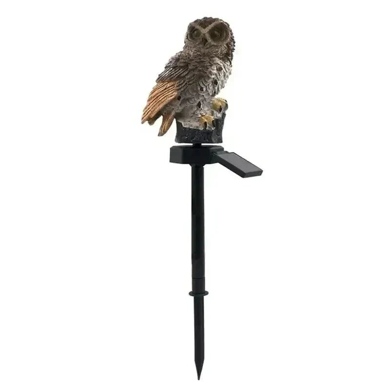 Solcellsdriven uggleträdgårdslampa med varmvit LED, vattentät IP65, 45 cm