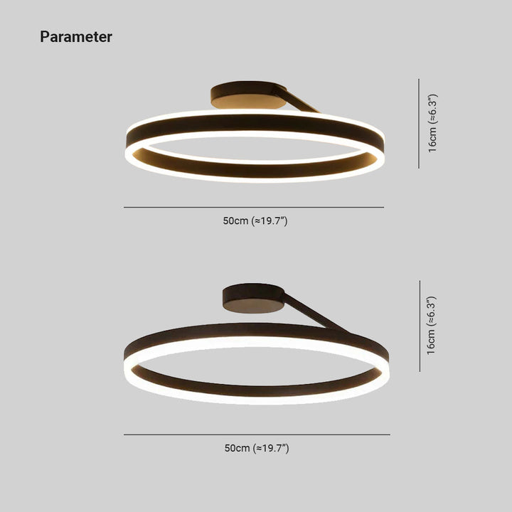 Arisha modern LED-taklampa i ring, svart/vit, vardagsrum, hall, metall